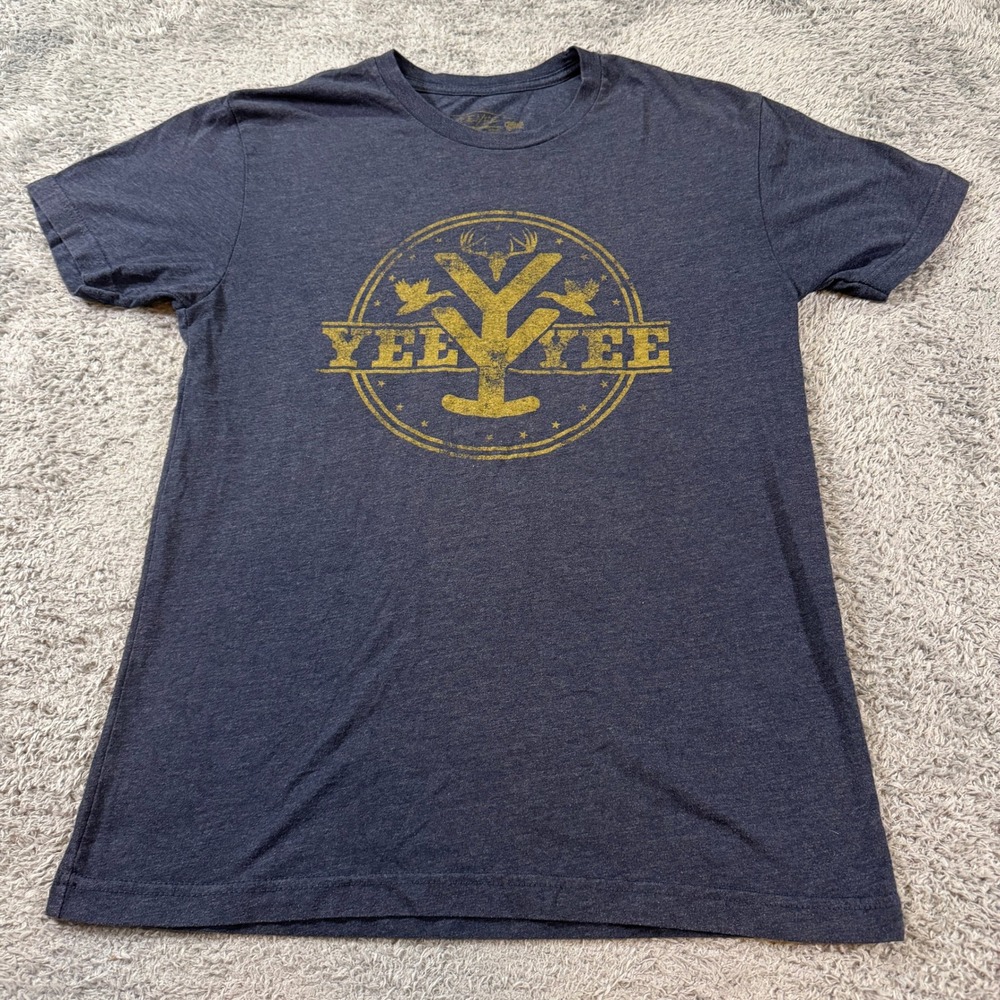 Yee Yee Mens Graphic T Shirt Size S Navy Blue Heather Hunting Logo